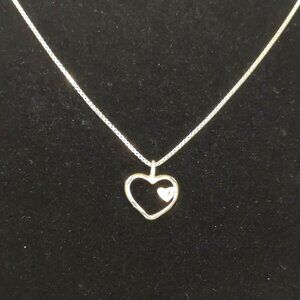 Vintage Sterling Silver Heart Pendant Necklace 18.5" Made in Italy